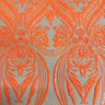 Catina Damask Stretch Sequins Nylon Spandex Mesh Fabric - Iridescent Sequin Damask, 60" Width, 52" Sequin Width (1 Yard)