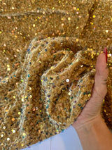 Sequin Velvet Caramel Gold