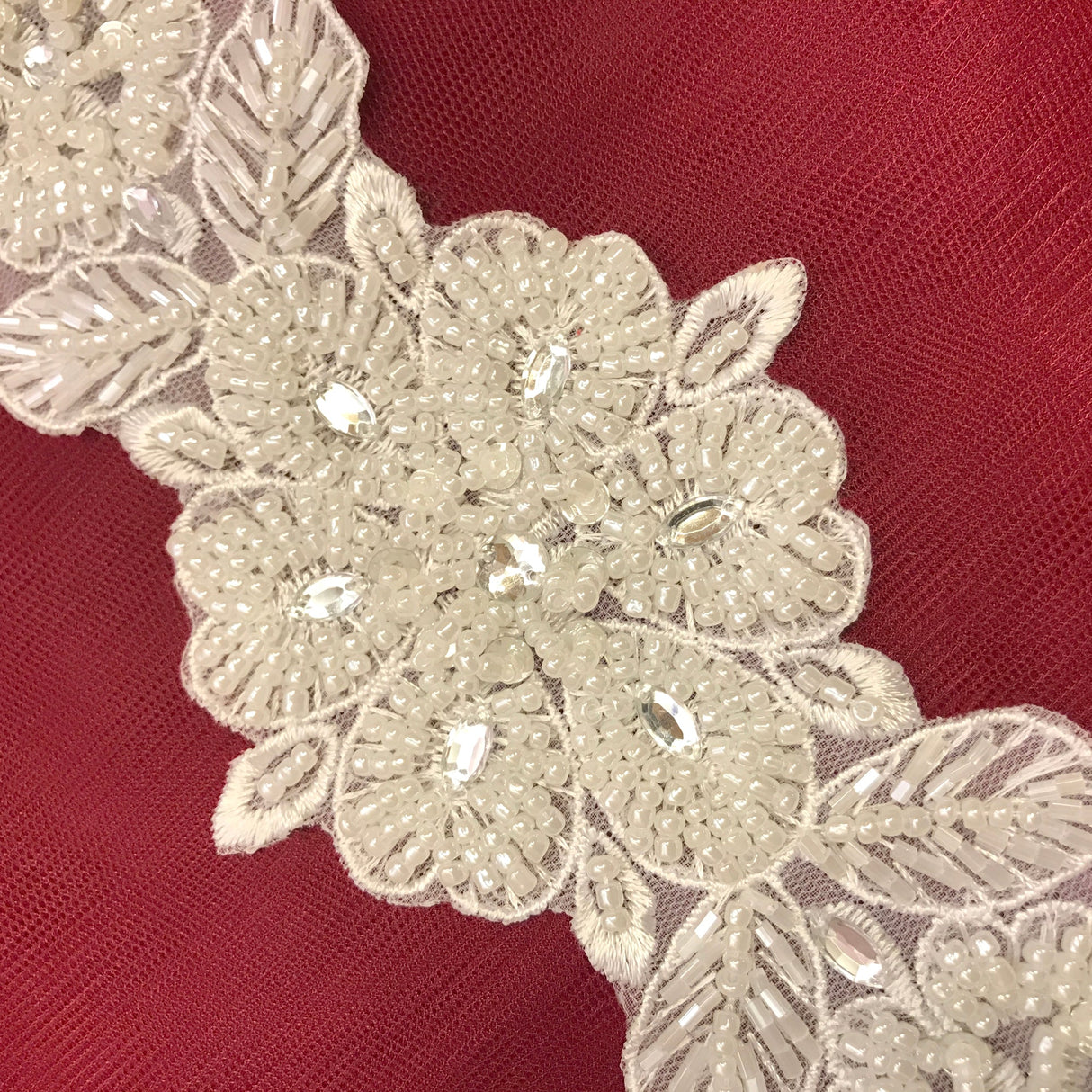 Beaded Lace Applique White Ivory