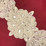 Beaded Lace Applique Pearl Rhinestone 12.5" x 3"