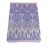 Catina Damask Stretch Sequins Nylon Spandex Mesh Fabric - Iridescent Sequin Damask, 60" Width, 52" Sequin Width (1 Yard)