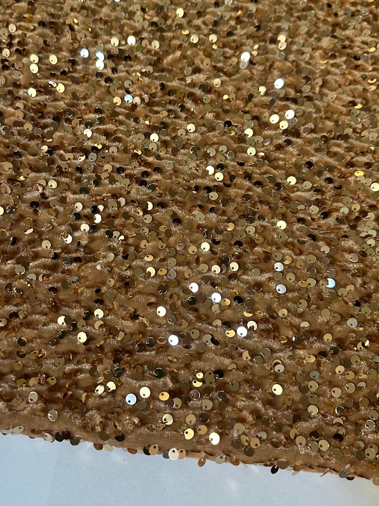 Stretch Sequin Velvet Gold Champagne