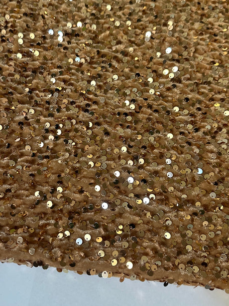 Stretch Sequin Velvet Gold Champagne
