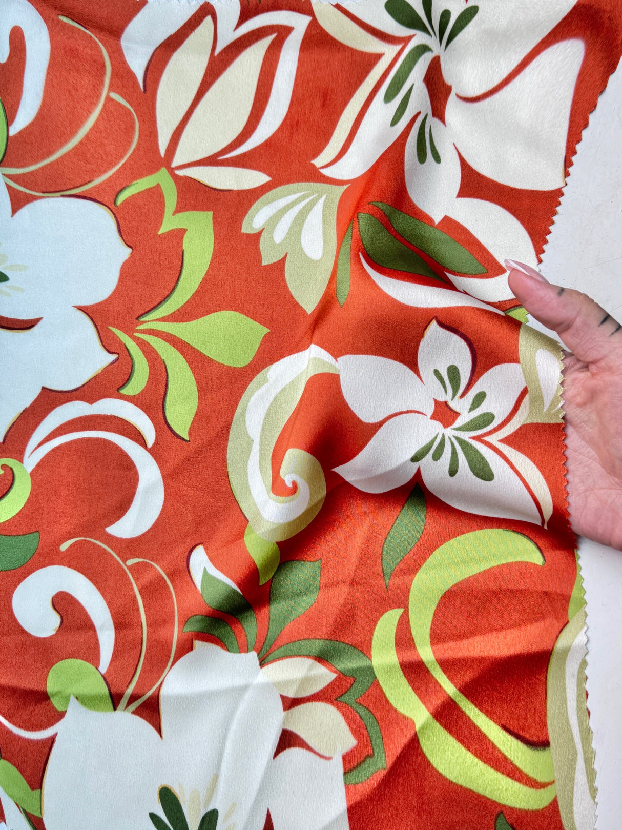 Printed Satin Rust Floral