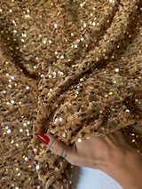 Stretch Sequin Velvet Gold Champagne