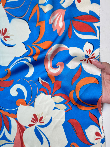 Printed Satin Blue Floral