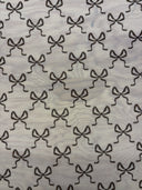 Bow Print Mesh Stretch Mesh Fabric - Black, Red Bow Print, Four-Way Stretch (1 Yard)