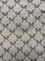 Bow Print Mesh Stretch Mesh Fabric - Black, Red Bow Print, Four-Way Stretch (1 Yard)