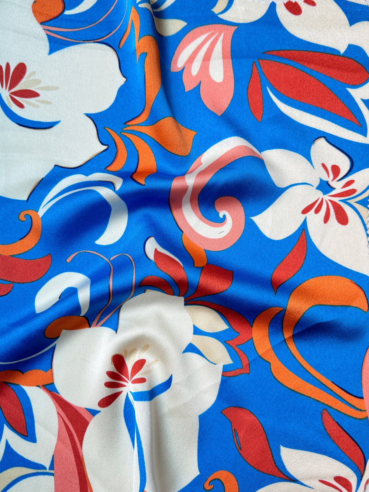 Printed Satin Blue Floral