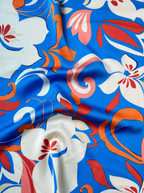 Printed Satin Blue Floral