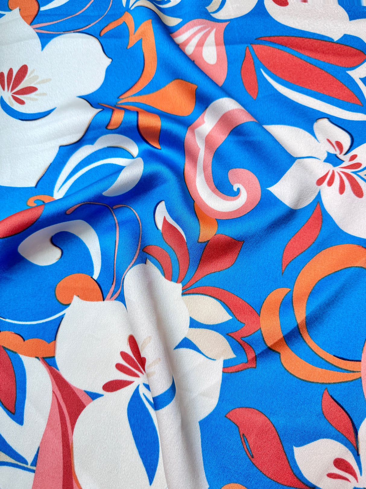 Printed Satin Blue Floral