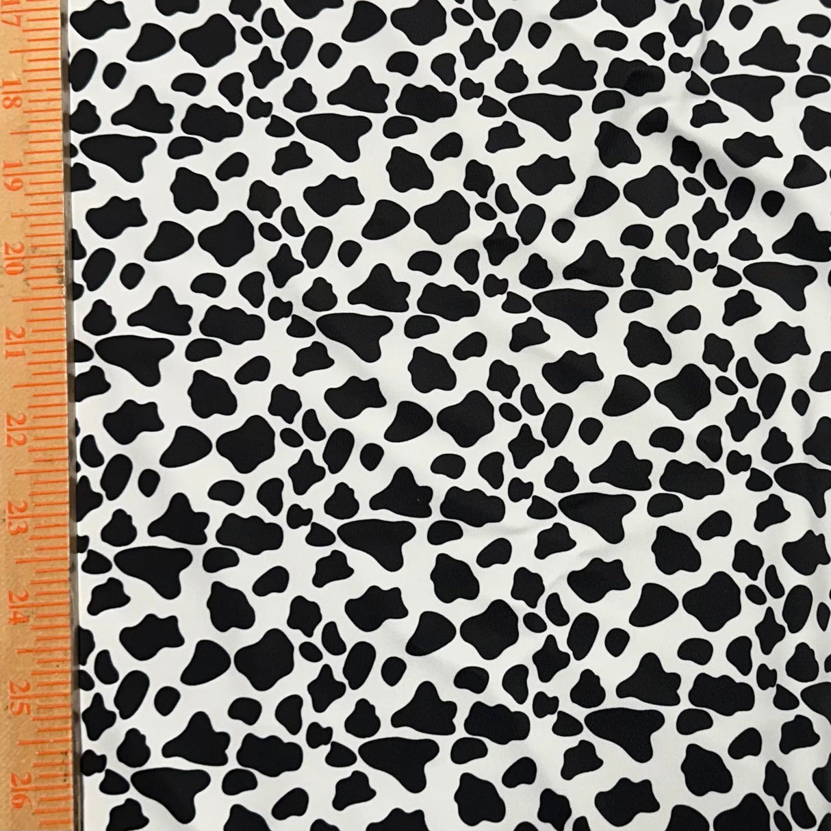 Polyester Spandex Cow Print Fabric 4-Way Stretch White Black
