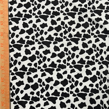 Polyester Spandex Cow Print Fabric 4-Way Stretch White Black