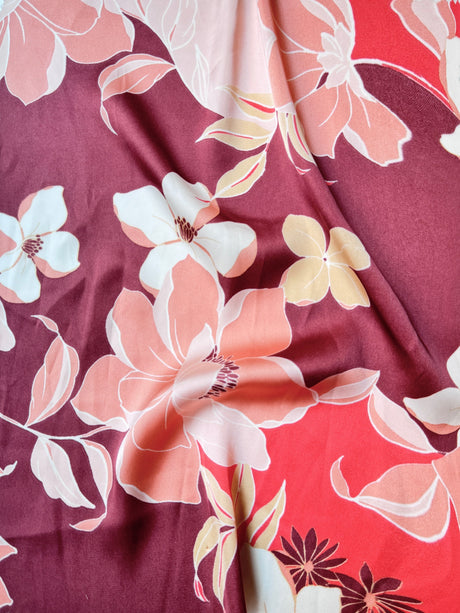Printed Satin Burgundy Floral