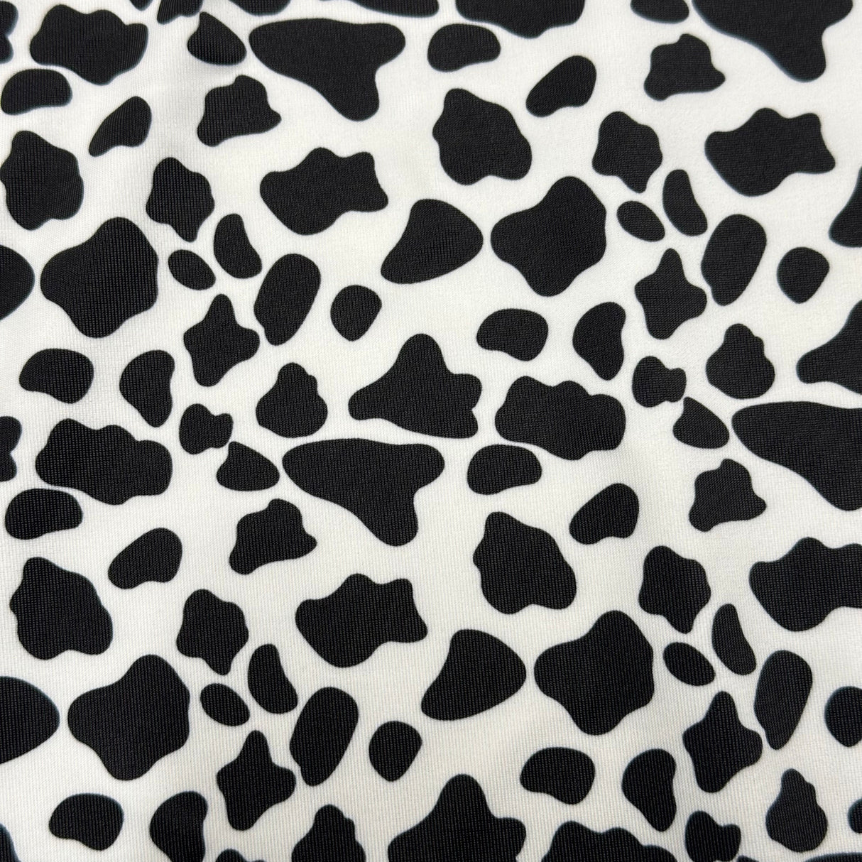 Polyester Spandex Cow Print Fabric 4-Way Stretch White Black