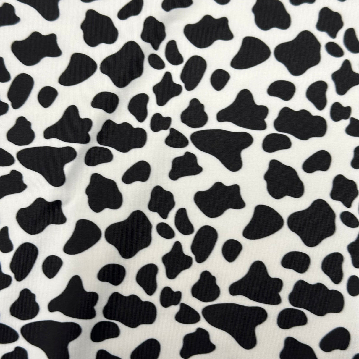 Polyester Spandex Cow Print Fabric 4-Way Stretch White Black