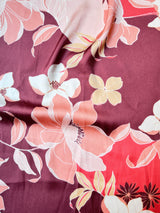 Printed Satin Burgundy Floral