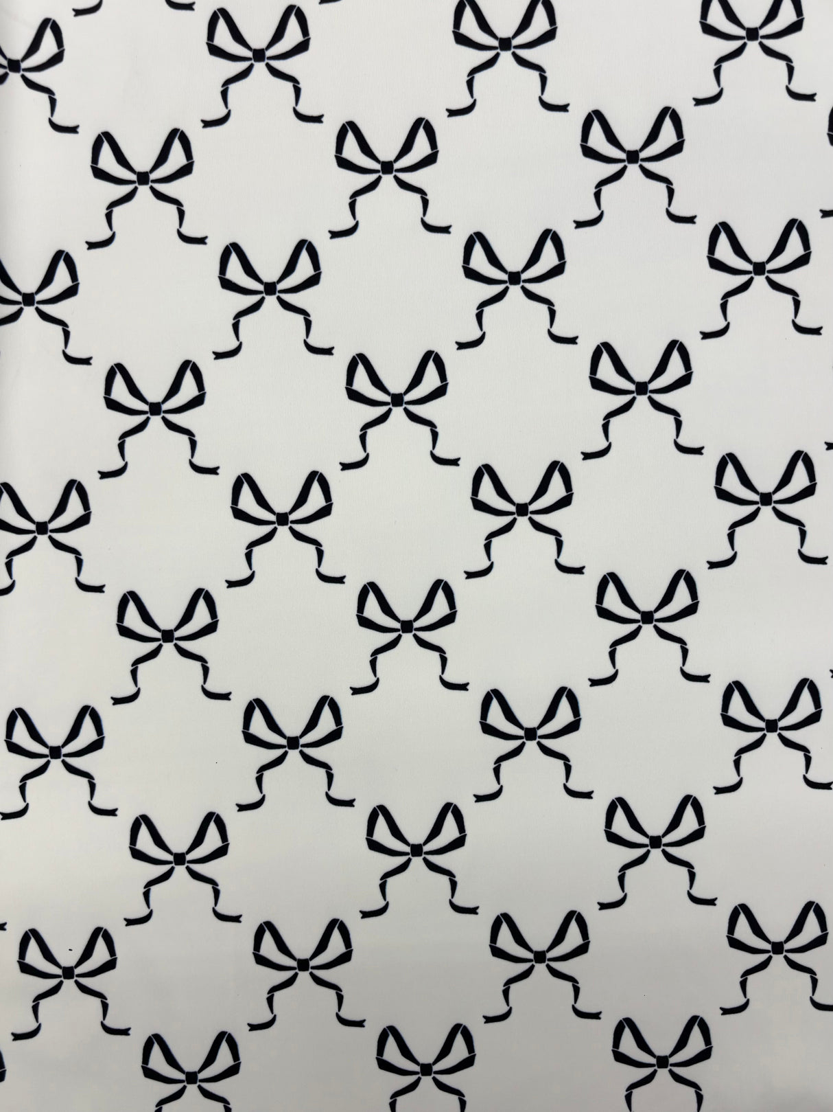 Bow Print Spandex Fabric - White/Pink Bow Print, 58"/60" Width (1 Yard)