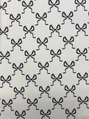 Bow Print Spandex Fabric - White/Pink Bow Print, 58"/60" Width (1 Yard)