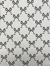 Bow Print Spandex Fabric - White/Pink Bow Print, 58"/60" Width (1 Yard)