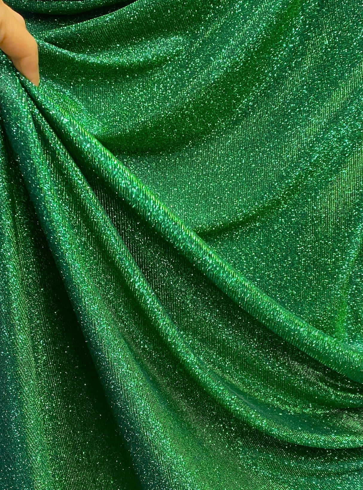 Emerald Green Stretch Metallic Lurex