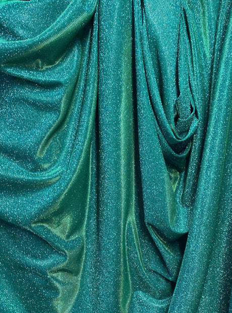 Teal Green Stretch Metallic Lurex