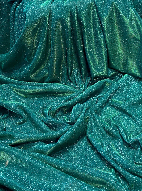 Teal Green Stretch Metallic Lurex