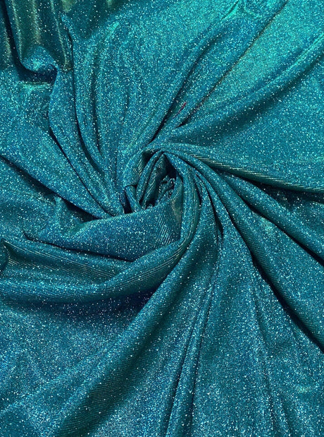 Teal Green Stretch Metallic Lurex