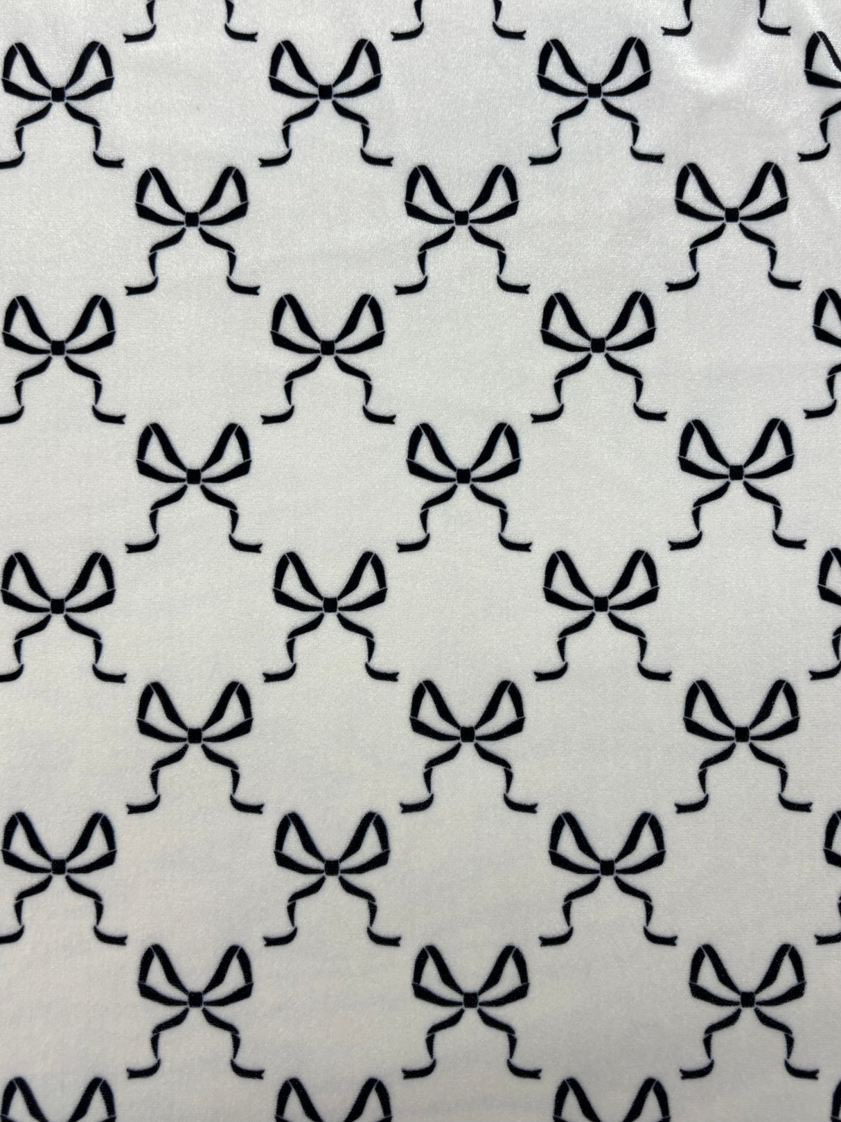 Bow Print Velvet Velvet Fabric - Pink, White Bow Print, 1 Yard