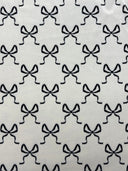Bow Print Velvet Velvet Fabric - Pink, White Bow Print, 1 Yard