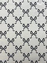 Bow Print Velvet Velvet Fabric - Pink, White Bow Print, 1 Yard