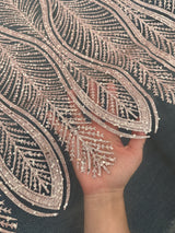 Blush Glitter Sequin Geometric Lace