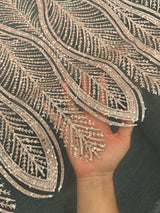 Gold Glitter Sequin Geometric Lace
