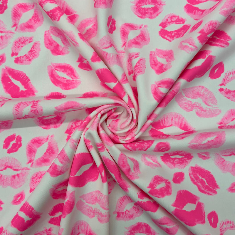 Kiss Print Blacklight Reactive Spandex Fabric - Blacklight Reactive Kiss Print, 58"/60" Width (1 Yard)