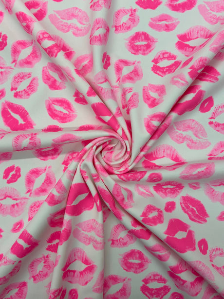 Kiss Print Blacklight Reactive Spandex Fabric - Blacklight Reactive Kiss Print, 58"/60" Width (1 Yard)