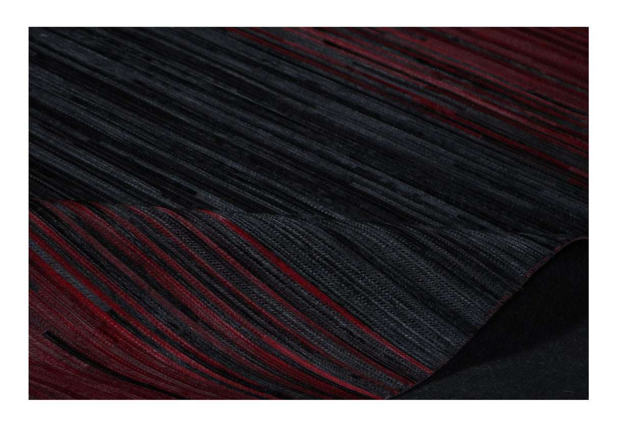Patchwork PCH211 Red 100 Percent Hairon Leather Fabric - Red, Geometric Pattern, Ombre Effect (1 Piece)