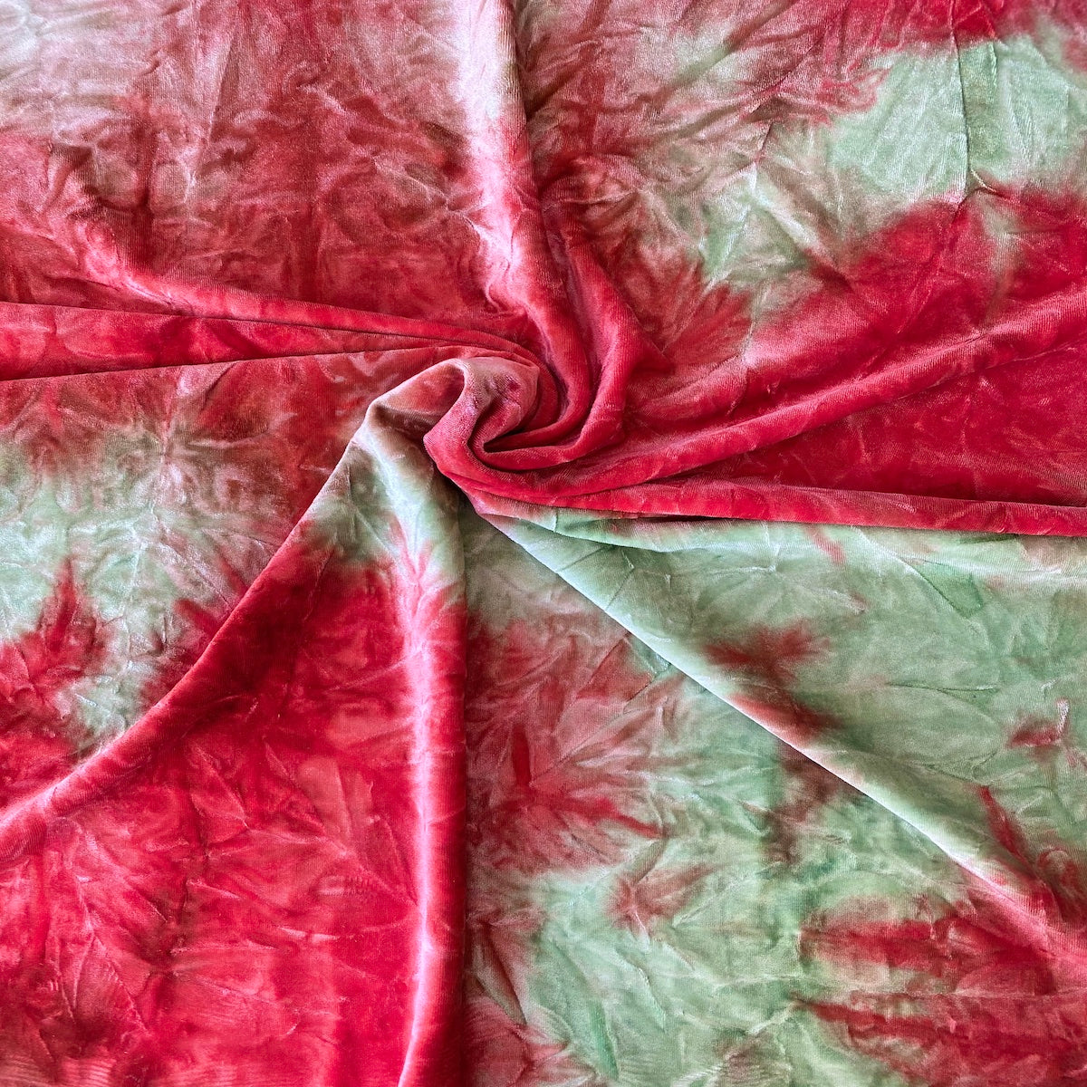 Tie Dye Stretch Velvet Fabric - 4-Way Stretch, 60" Width, 360 GSM (1 Yard)