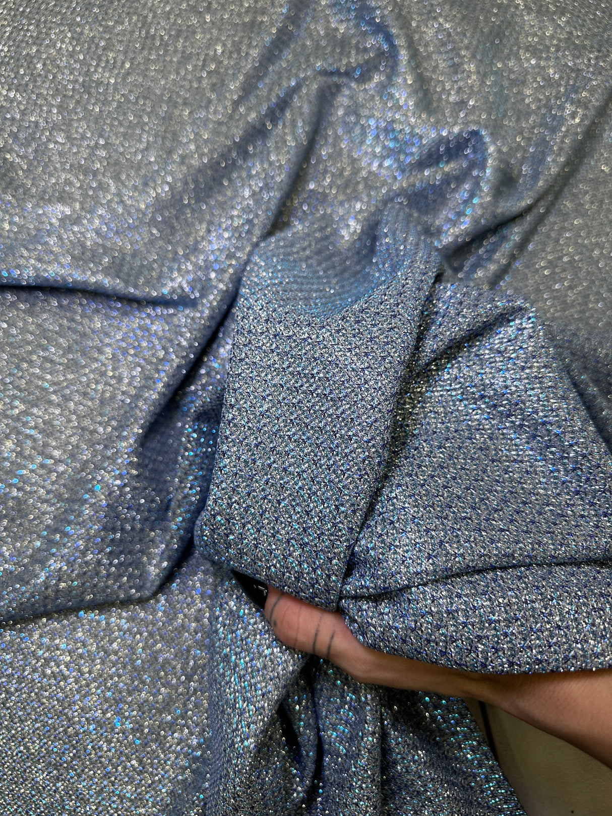 Shimmery Metallic Brocade Baby Blue