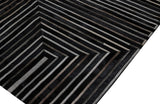 Patchwork PCH212 Black 100 Percent Hairon Leather Fabric - Black Base With Brown, Ivory & Grey Patchwork, 12' X 14' (1 Piece)