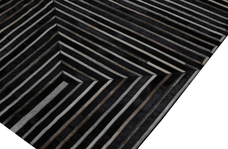 Patchwork PCH212 Black 100 Percent Hairon Leather Fabric - Black Base With Brown, Ivory & Grey Patchwork, 12' X 14' (1 Piece)