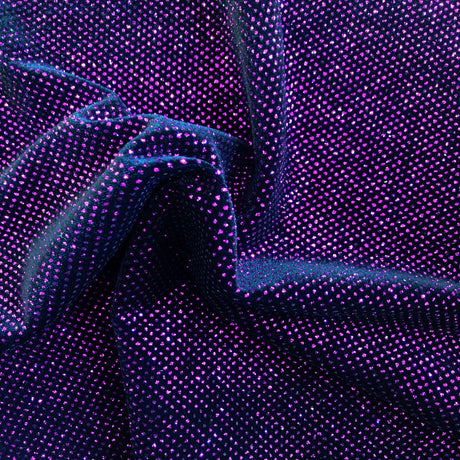 Sparkle Glitter Lurex Stretch Velvet Fabric - Iridescent Silver, Glitter Dots, 54" Width (1 Yard)