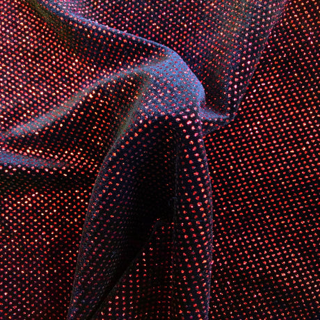 Sparkle Glitter Lurex Stretch Velvet Fabric - Iridescent Silver, Glitter Dots, 54" Width (1 Yard)