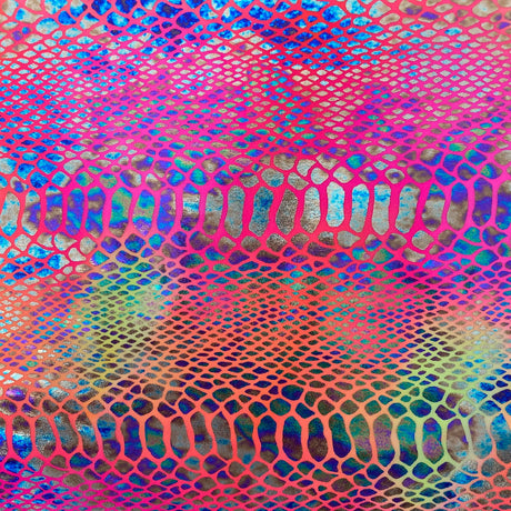 Holographic Tie Dye Taipan Snake Skin Nylon Spandex Fabric - Holographic Tie Dye Snake Skin, 60" Width (1 Yard)