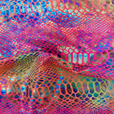 Holographic Tie Dye Taipan Snake Skin Nylon Spandex Fabric - Holographic Tie Dye Snake Skin, 60" Width (1 Yard)