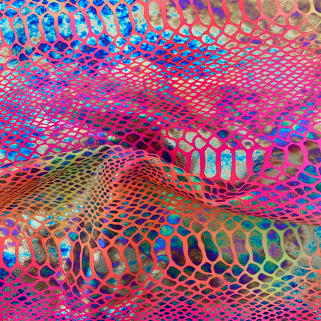 Holographic Tie Dye Taipan Snake Skin Nylon Spandex Fabric - Holographic Tie Dye Snake Skin, 60" Width (1 Yard)
