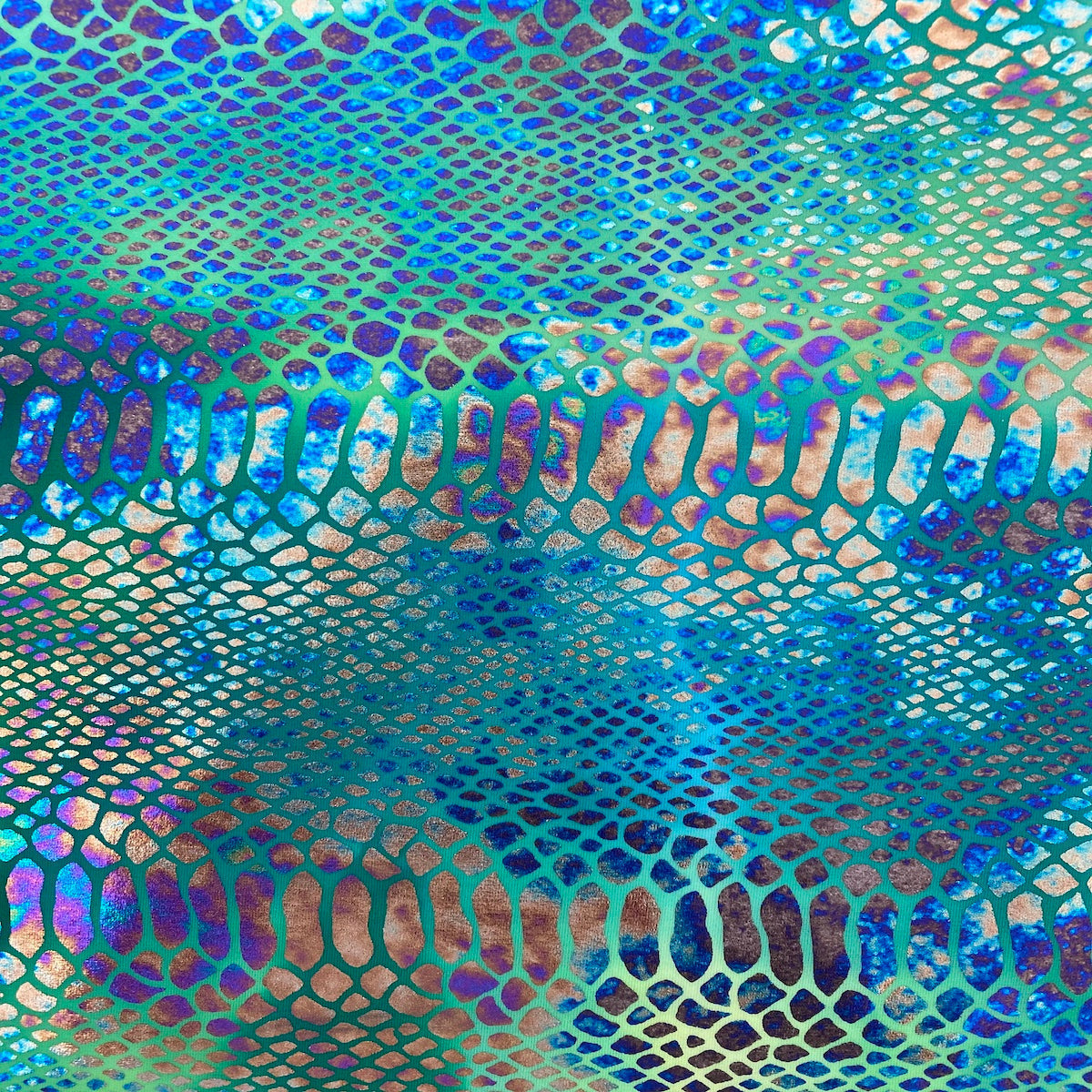 Holographic Tie Dye Taipan Snake Skin Nylon Spandex Fabric - Holographic Tie Dye Snake Skin, 60" Width (1 Yard)