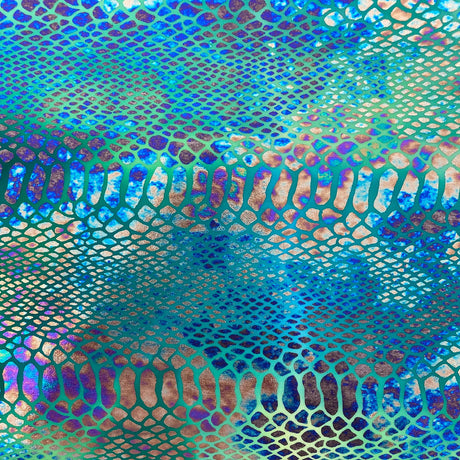 Holographic Tie Dye Taipan Snake Skin Nylon Spandex Fabric - Holographic Tie Dye Snake Skin, 60" Width (1 Yard)