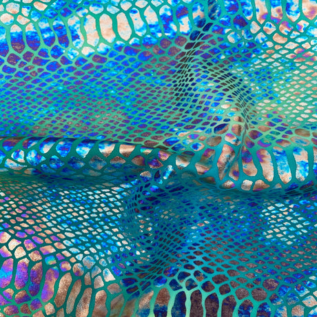 Holographic Tie Dye Taipan Snake Skin Nylon Spandex Fabric - Holographic Tie Dye Snake Skin, 60" Width (1 Yard)