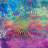 Holographic Tie Dye Taipan Snake Skin Nylon Spandex Fabric - Holographic Tie Dye Snake Skin, 60" Width (1 Yard)