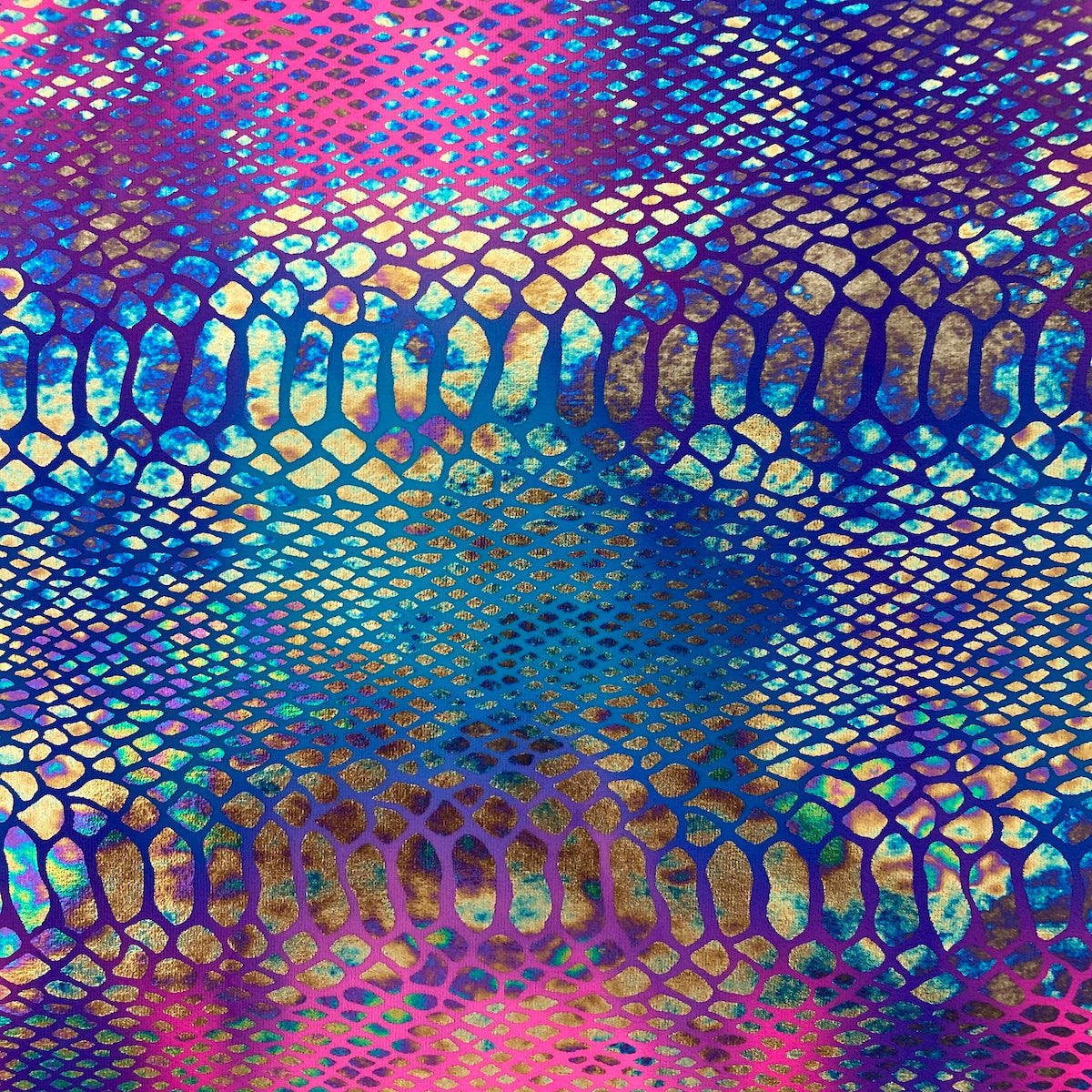 Holographic Tie Dye Taipan Snake Skin Nylon Spandex Fabric - Holographic Tie Dye Snake Skin, 60" Width (1 Yard)